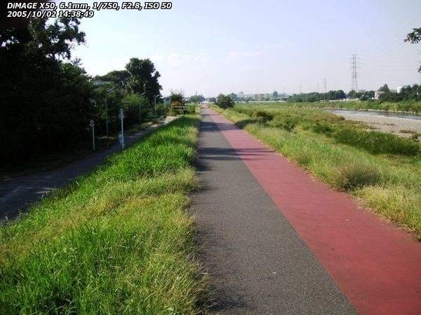 浅川(日野市) 歩行者と自転車が色分けされている